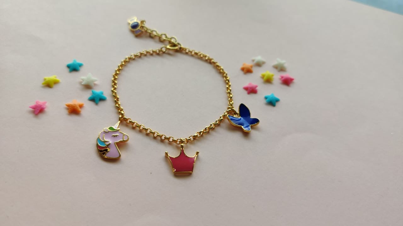 Unicorn Crown Butterfly Bracelet Silver