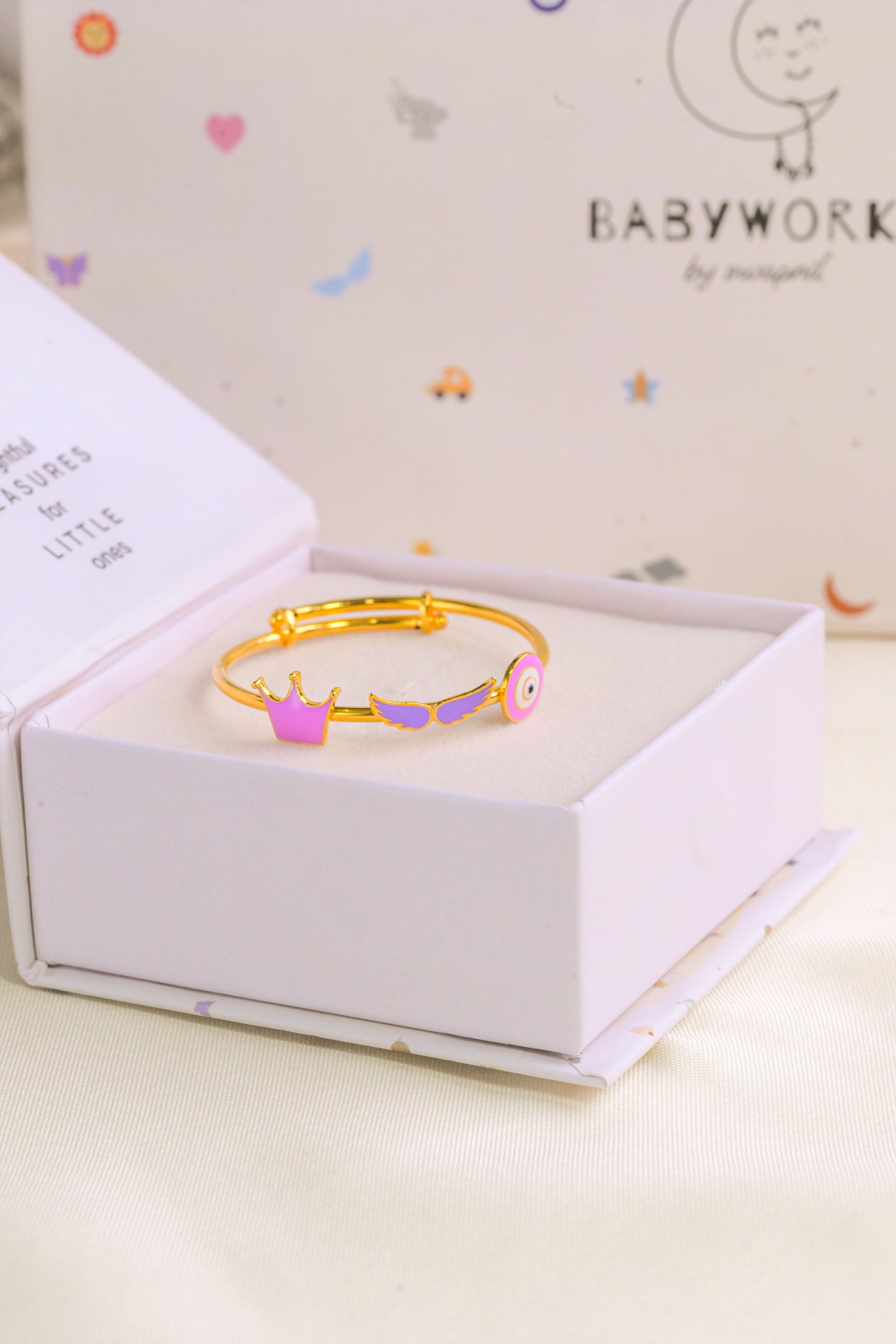 Crown Wings Evil Eye Silver Kada