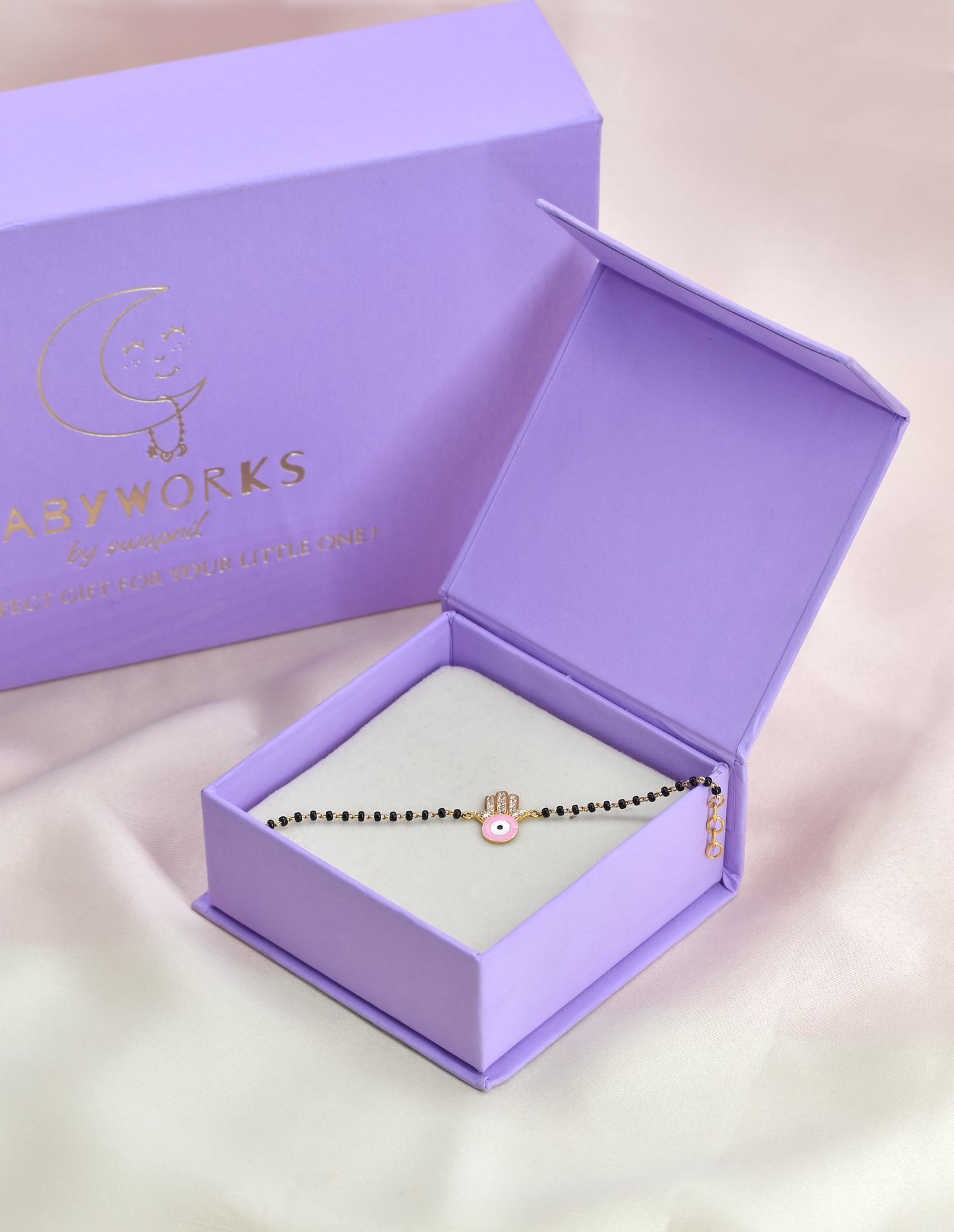 Pink Hamsa Diamond Evil Eye Gold Nazariya