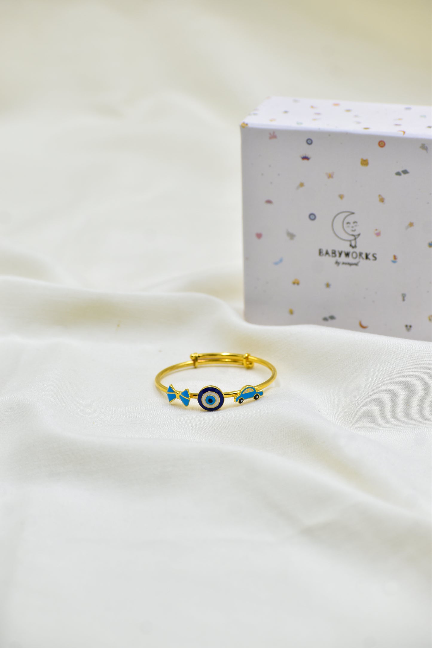 Bow Evil Eye Car Silver Kada