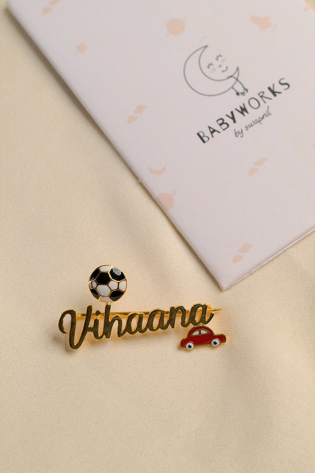 Personalized Name Car Football Silver Brooch
