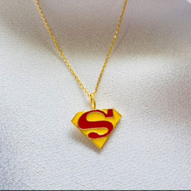 Superman Pendant With Chain Silver