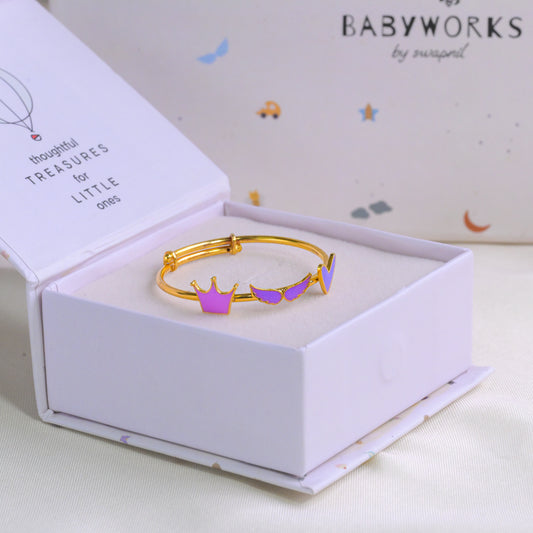 Crown Wings Heart Silver Kada