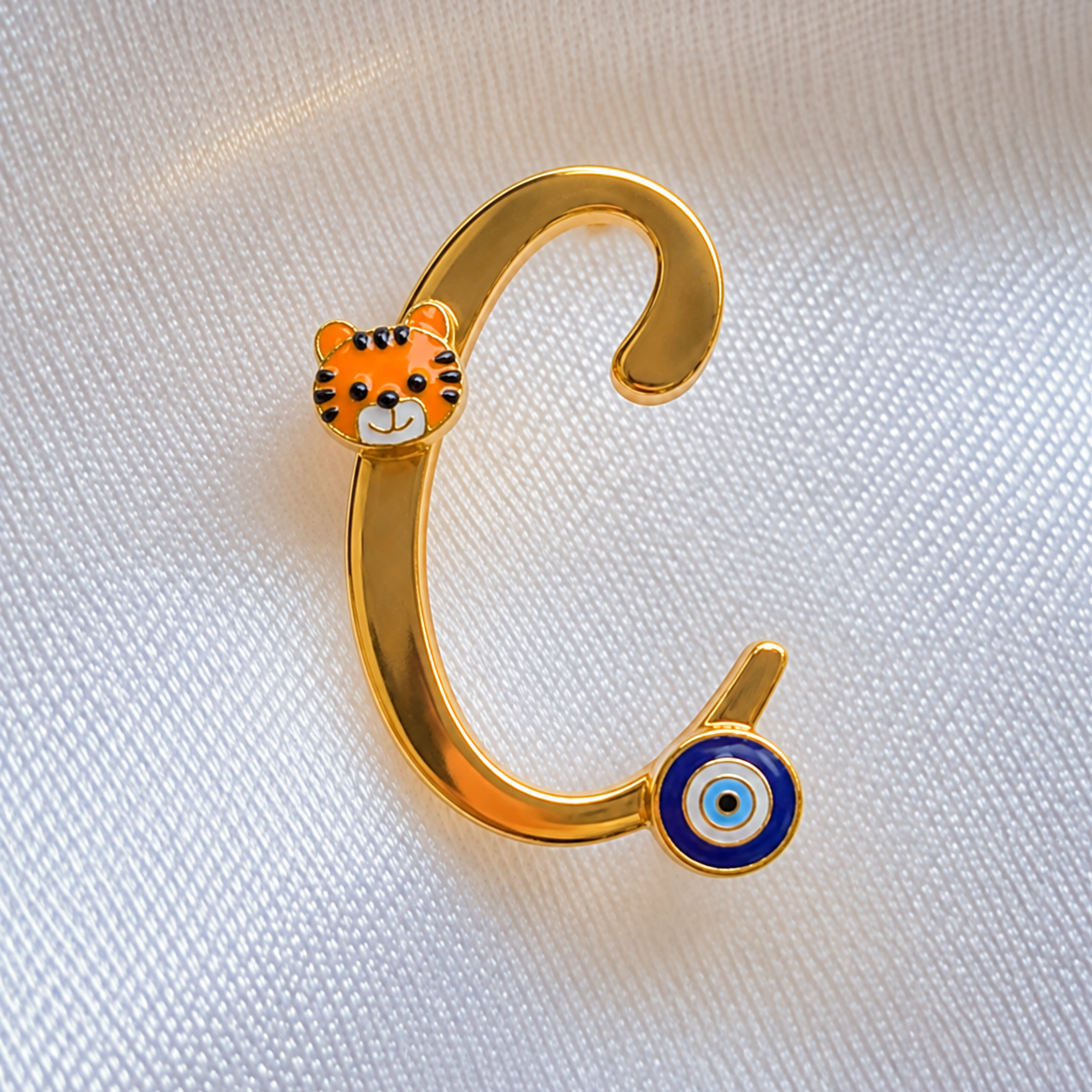 Personalized Silver C Brooch