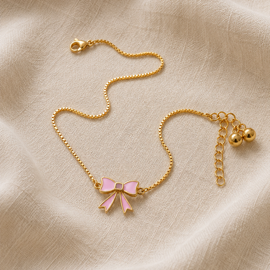 Bow Silver Anklet