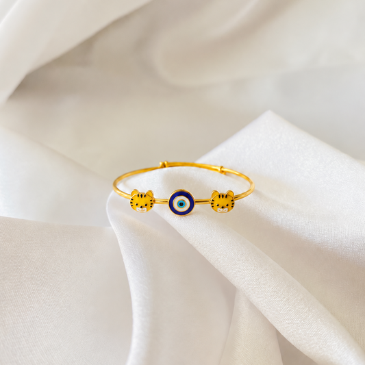 Tiger Evil Eye Silver Kada