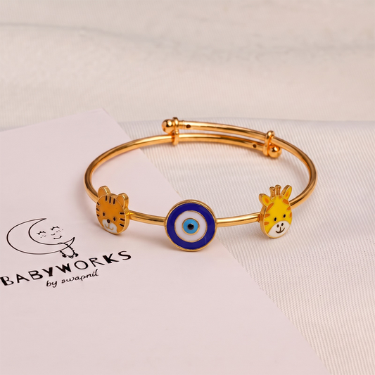Tiger Evil Eye Giraffe Silver Kada