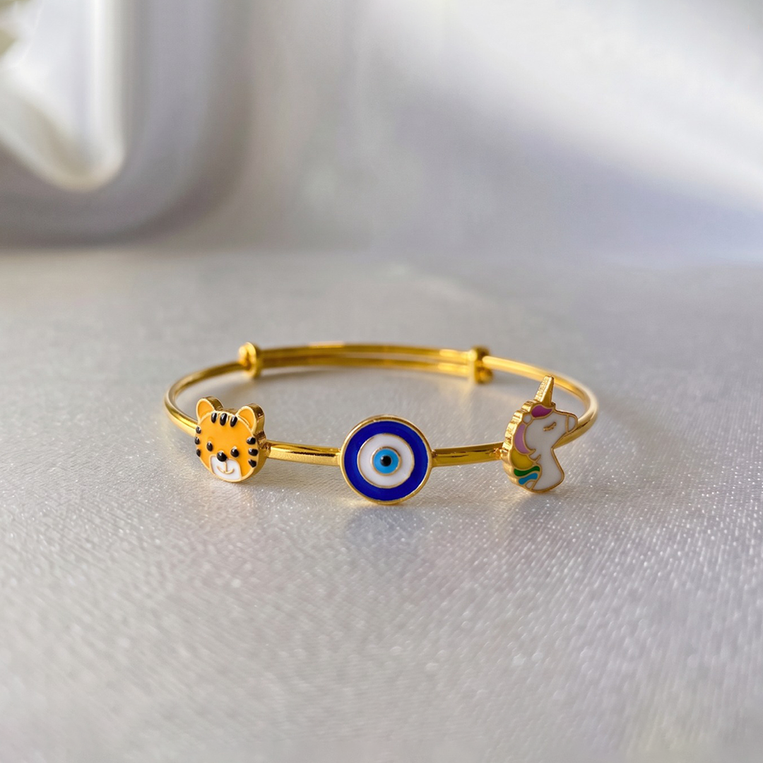 Tiger Evil Eye Unicorn Silver Kada