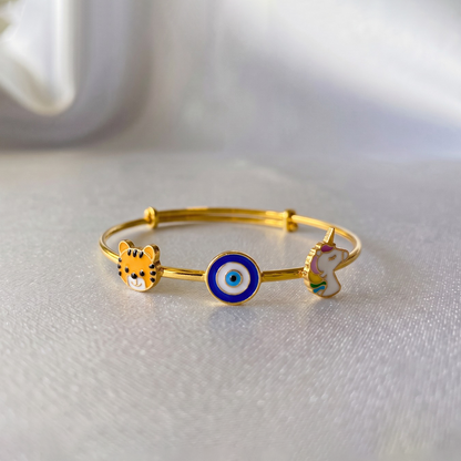 Tiger Evil Eye Unicorn Silver Kada