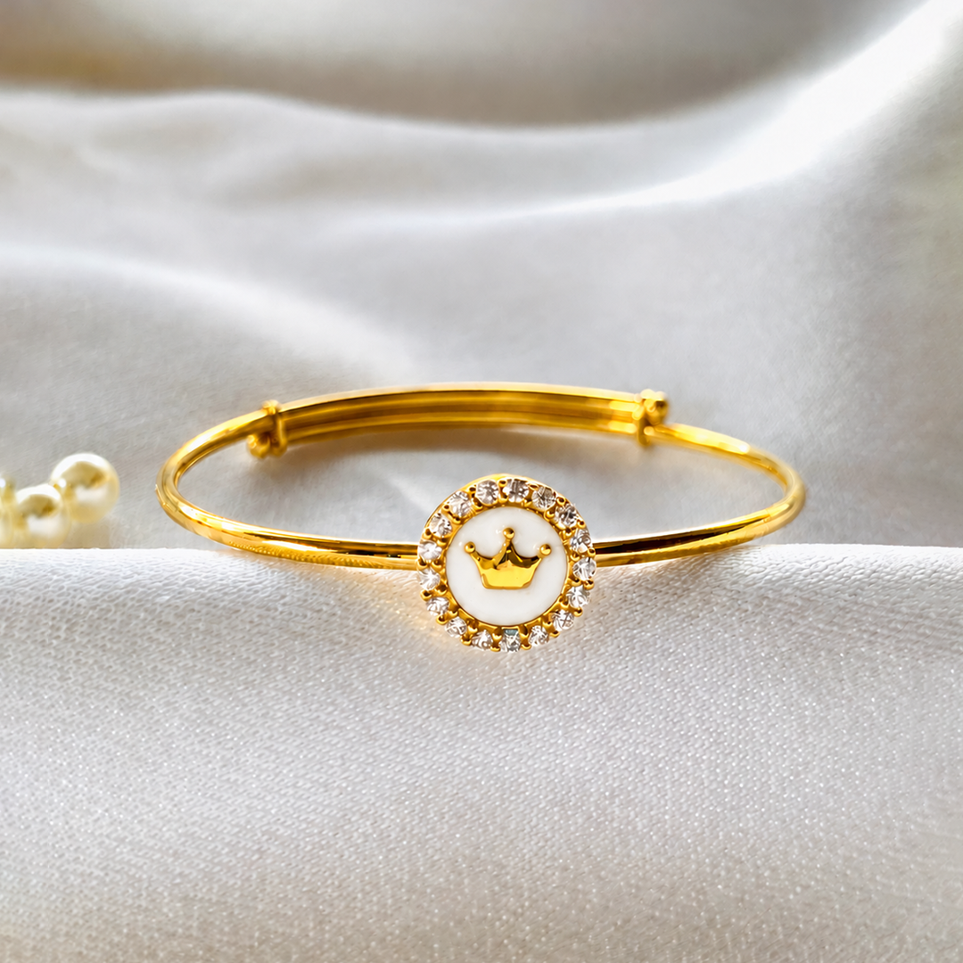 Royal White Crown Silver Kada