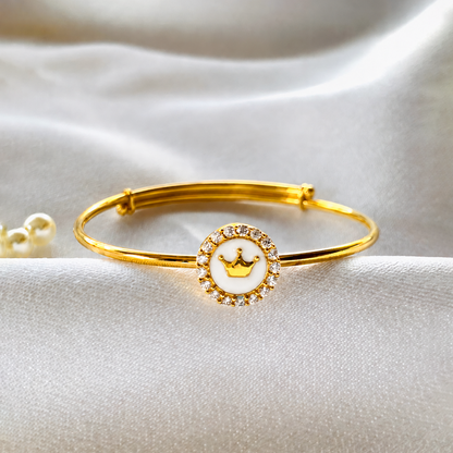 Royal White Crown Silver Kada