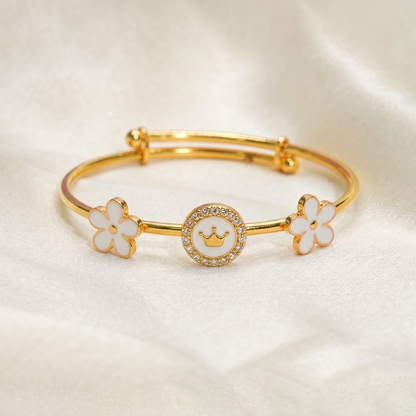 Royal Crown Flowers Silver Kada