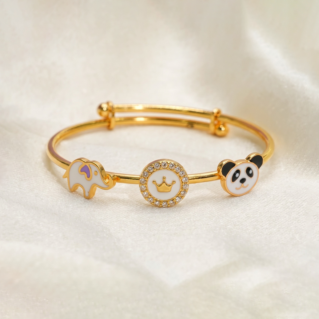 Elephant Crown Panda Silver Kada