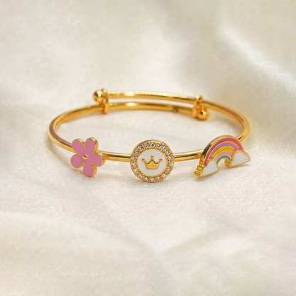 Flower Crown Rainbow Silver Kada