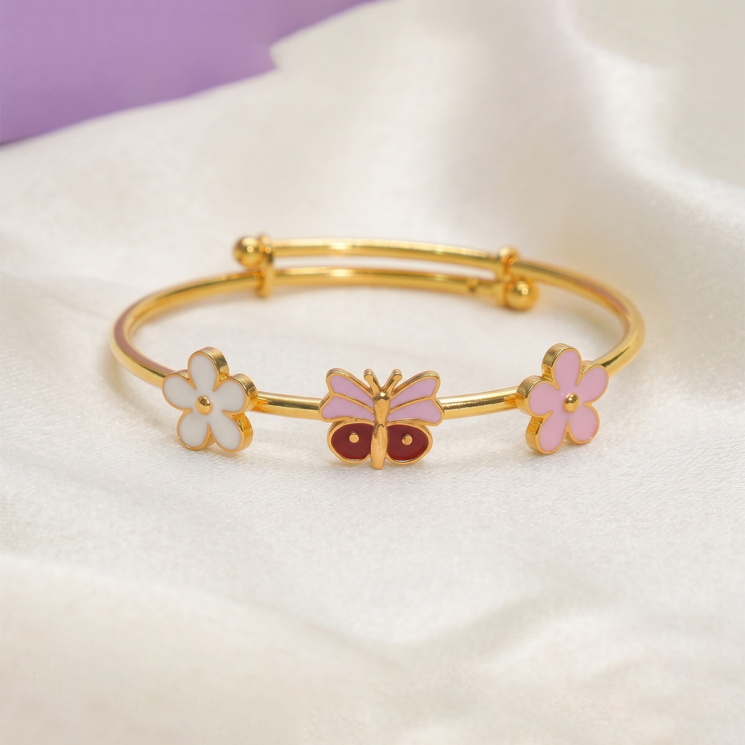 Flowers Butterfly Silver Kada