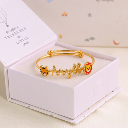 Personalized Name Tiger Lion Silver Kada