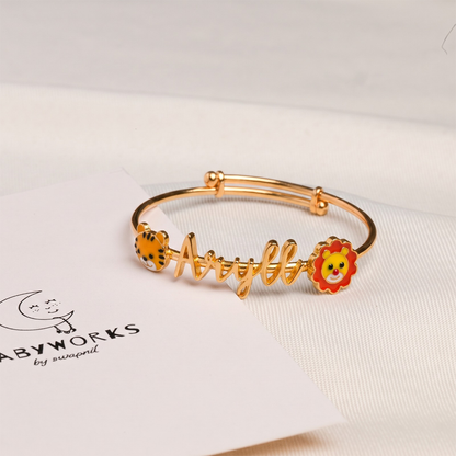Personalized Name Tiger Lion Silver Kada