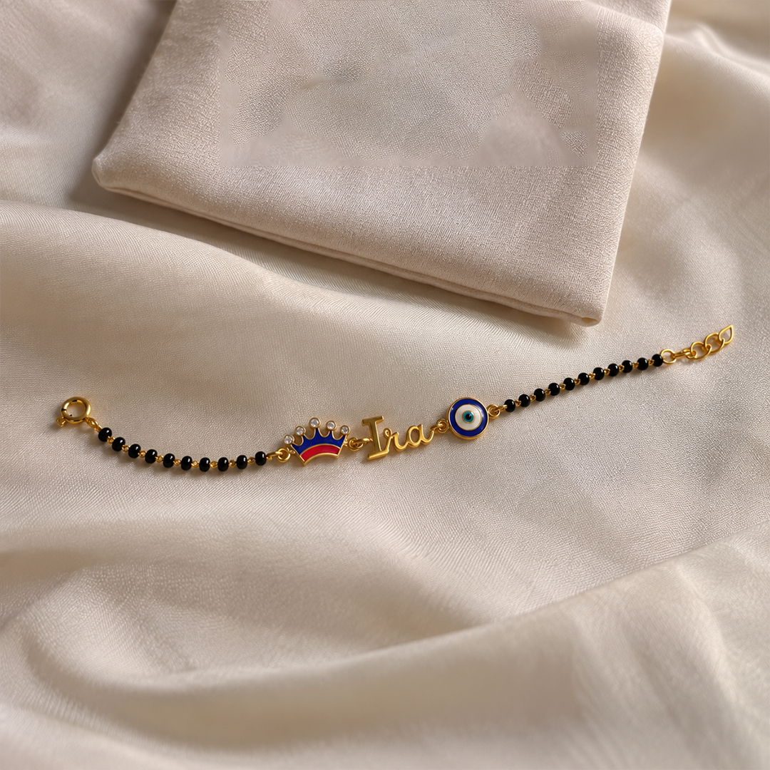 Personalized Name Evil Eye Crown Silver Nazariya