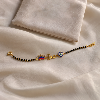 Personalized Name Evil Eye Crown Silver Nazariya