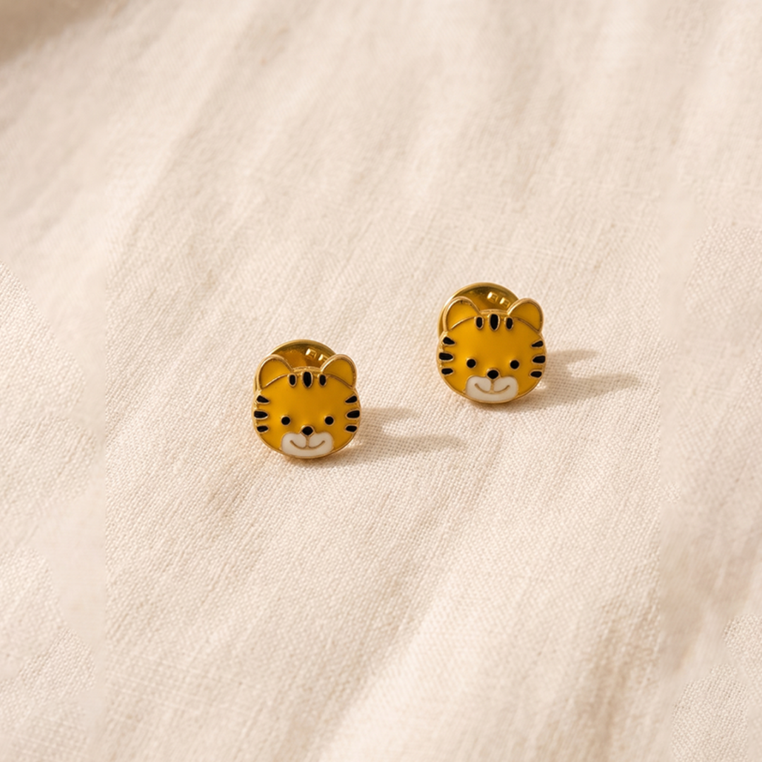 Tiger Kurta Buttons / Cufflinks Silver Set