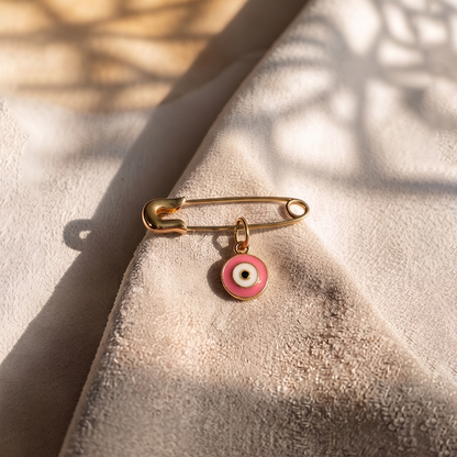Pink Evil Eye Silver Lapel Pin