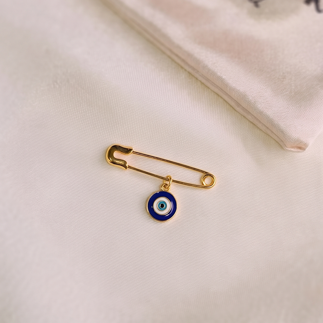 Blue Evil Eye Silver Lapel Pin