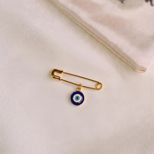 Blue Evil Eye Silver Lapel Pin