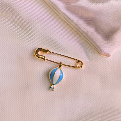 Hot Air Balloon Silver Lapel Pin