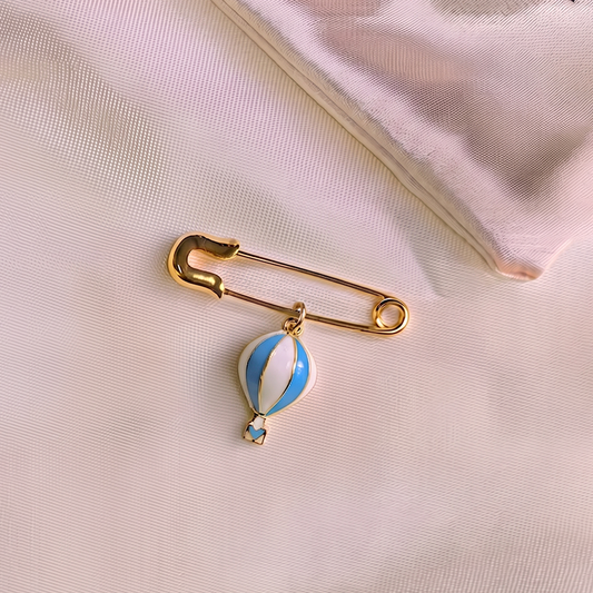 Hot Air Balloon Silver Lapel Pin