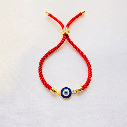 Evil Eye Rakhi Silver Thread Bracelet