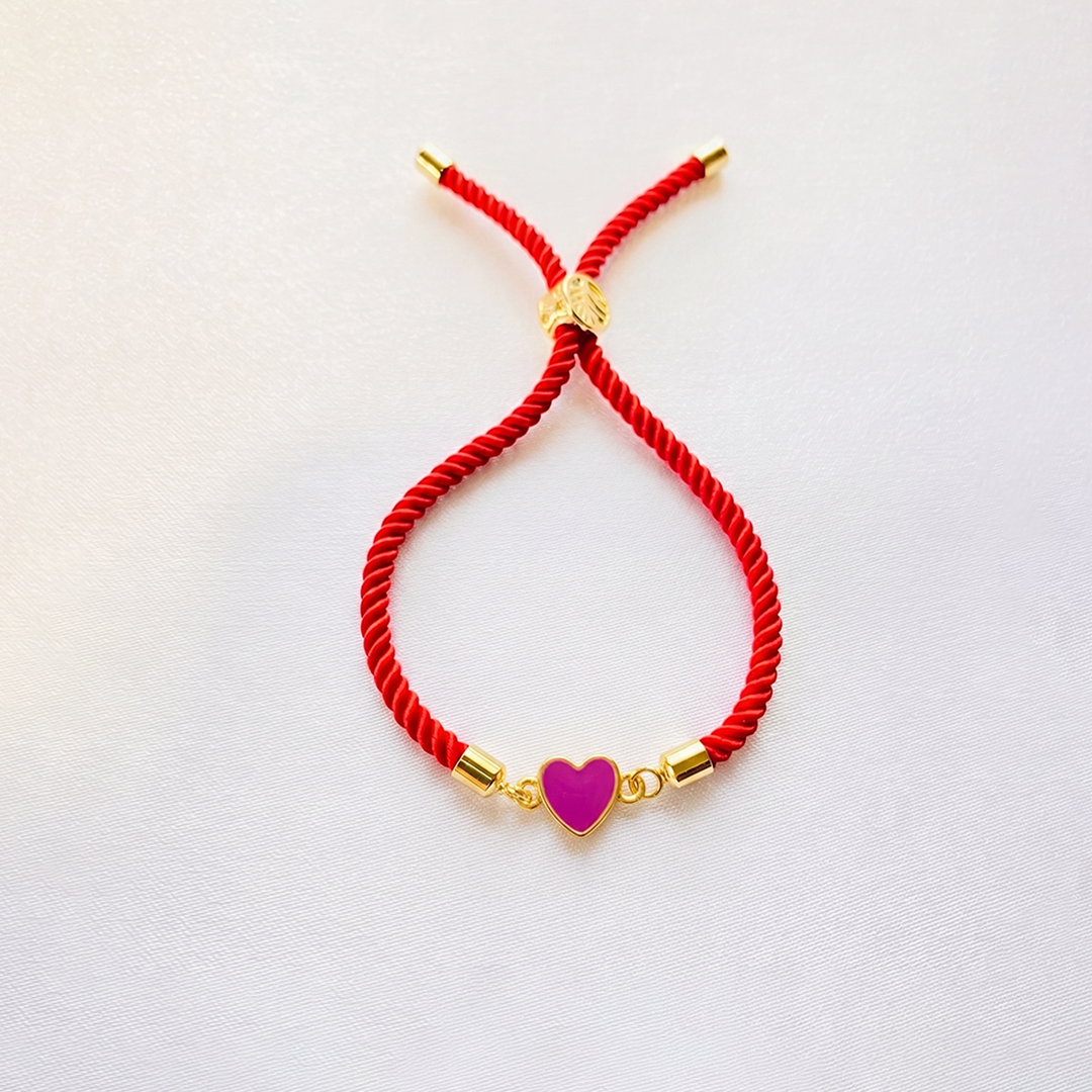 Heart Rakhi Silver Thread Bracelet