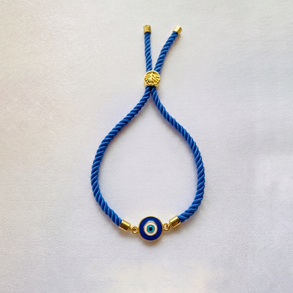 Evil Eye Rakhi Silver Thread Bracelet
