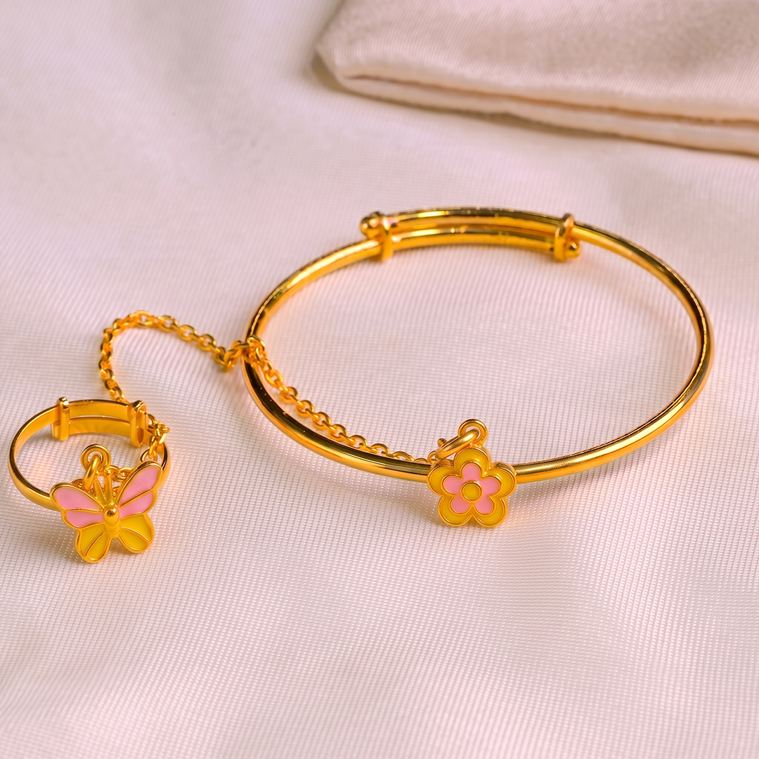 Yellow Butterfly Flower Silver Hathphool
