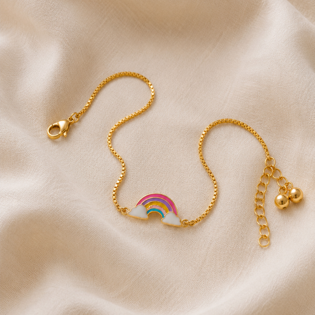 Rainbow Silver Anklet