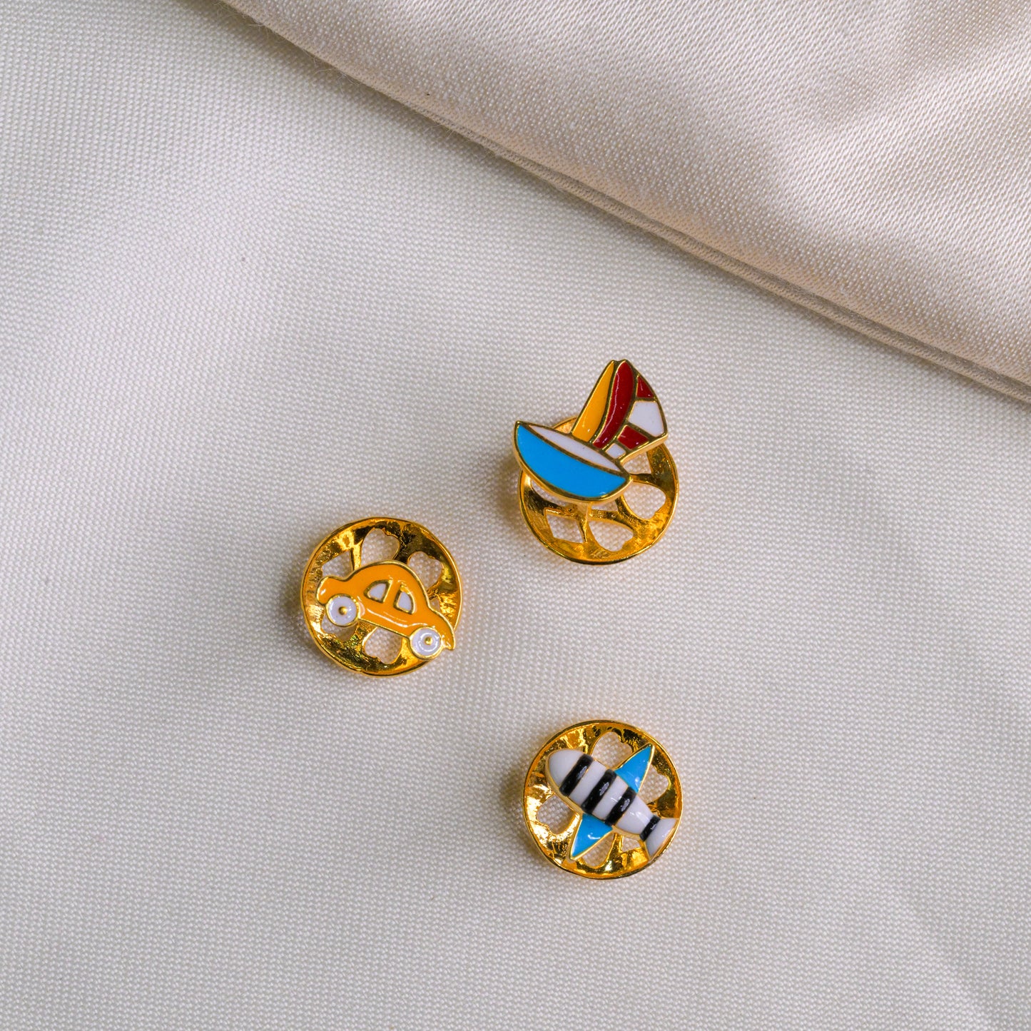 Transport Kurta Silver Buttons Set