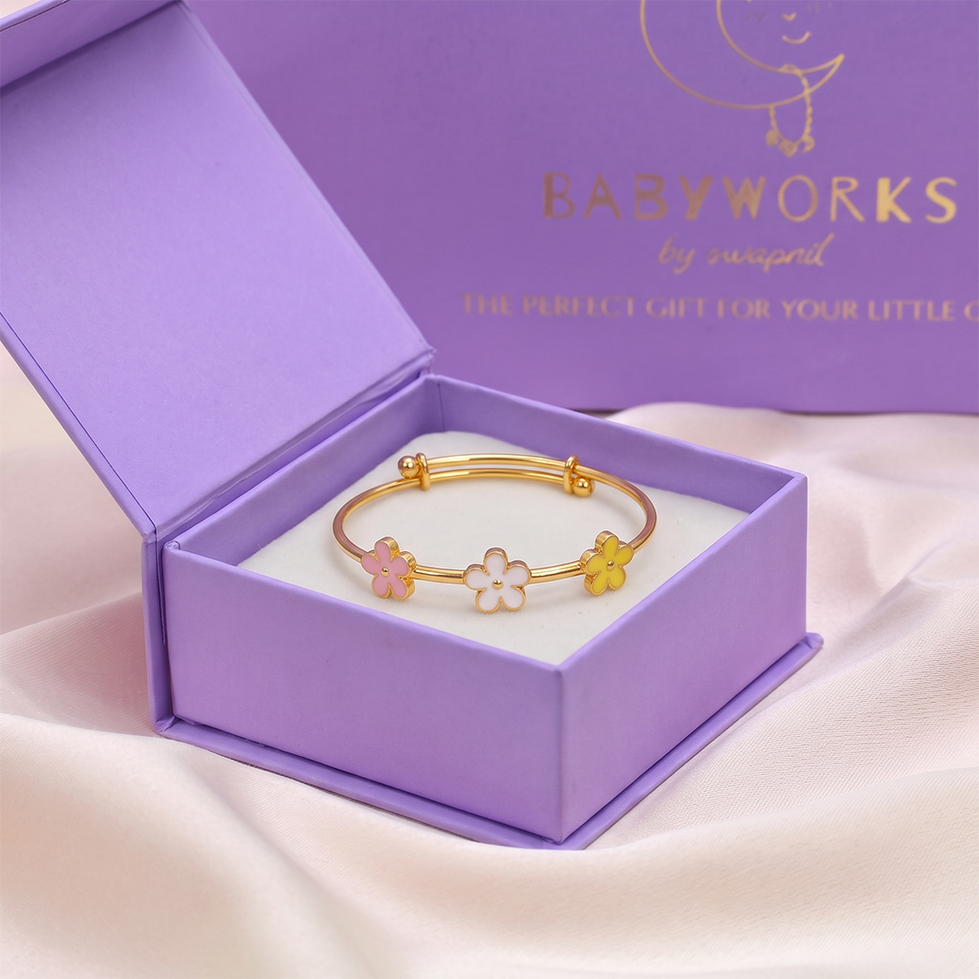 Flower Trio Silver Kada