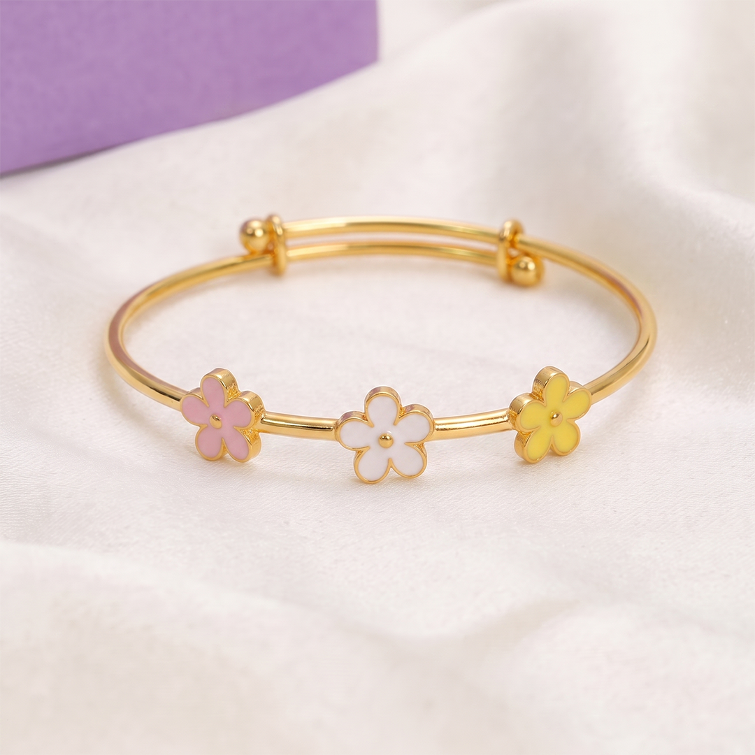 Flower Trio Silver Kada