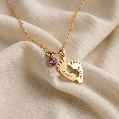 Little Steps Personalized Baby Footprint Silver Pendant With Chain