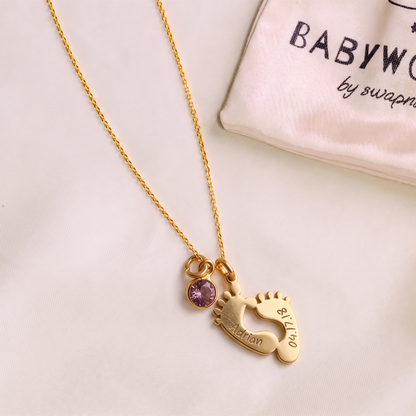 Little Steps Personalized Baby Footprint Silver Pendant With Chain