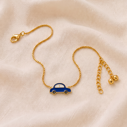 Blue Car Silver Anklet