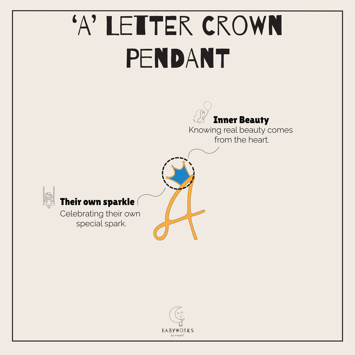 'A' Letter Crown  Pendant With Chain Silver feature image