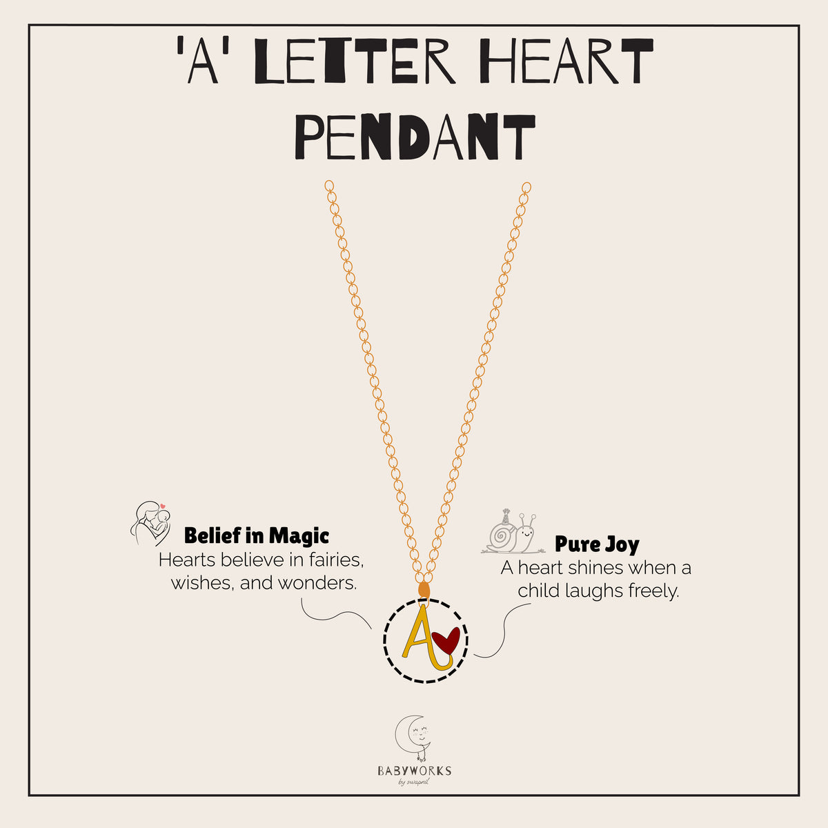 'A' Letter Heart Gold Pendant feature image