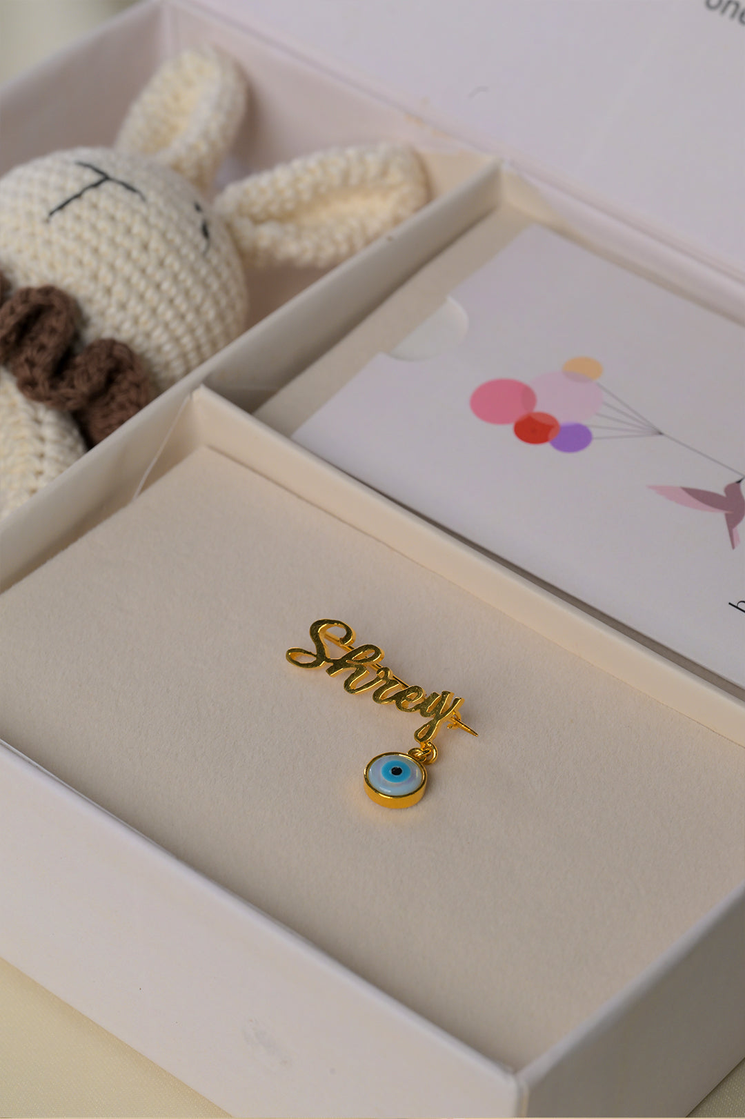 Evil Eye Name Brooch Silver