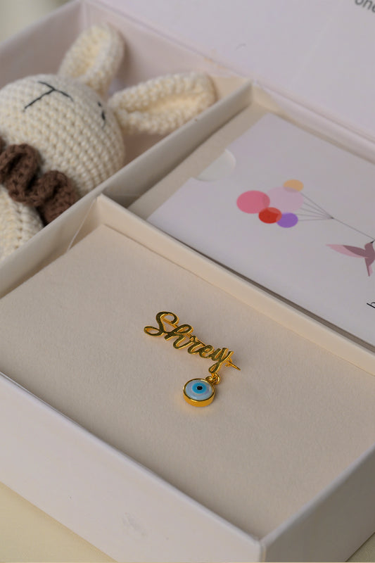 Evil Eye Name Brooch Silver