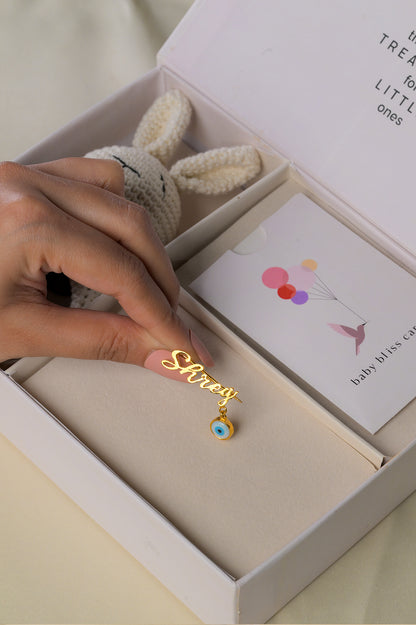 Evil Eye Name Brooch Silver