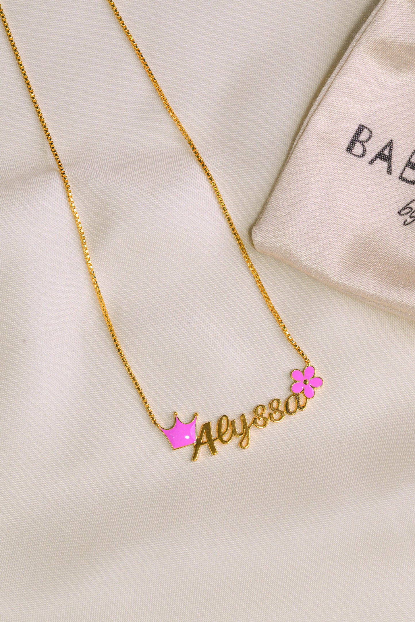 Personalized Name Crown Flower Silver Pendant With Chain