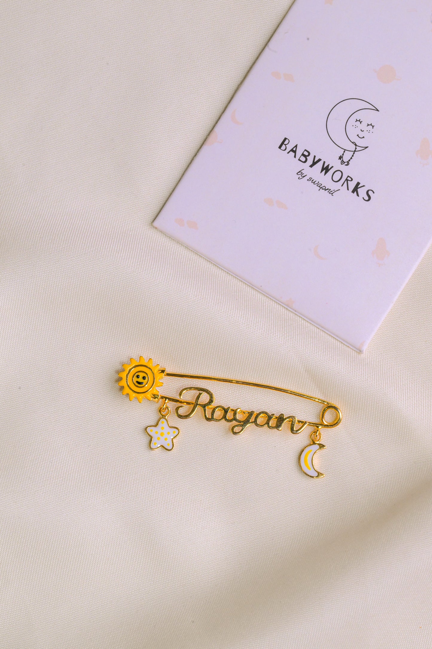 Personalized Name Sun Moon Star Silver Lapel Pin