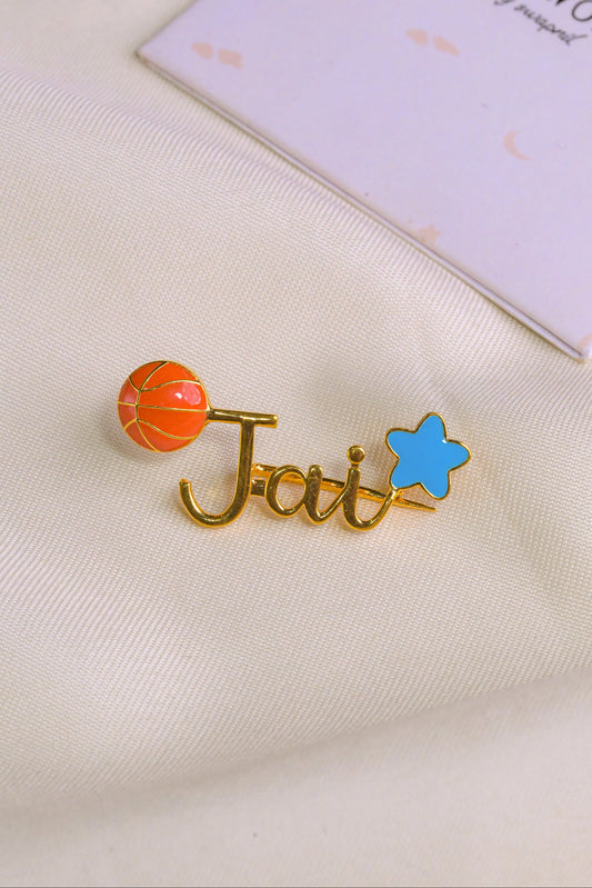 Personalized Name Basketball star Silver Brooch