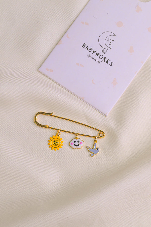 Sun Cloud Sparrow Silver Lapel Pin