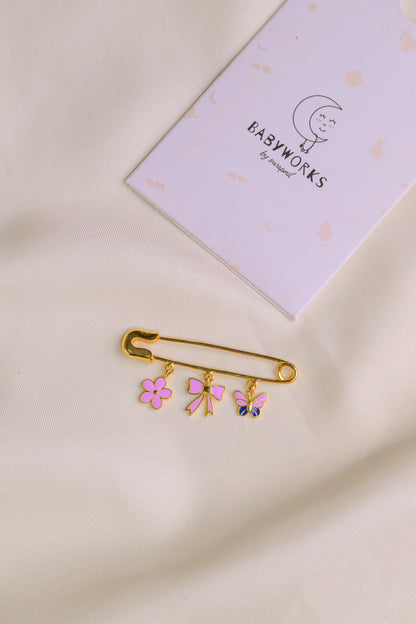 Flower Bow Butterfly Silver Lapel Pin